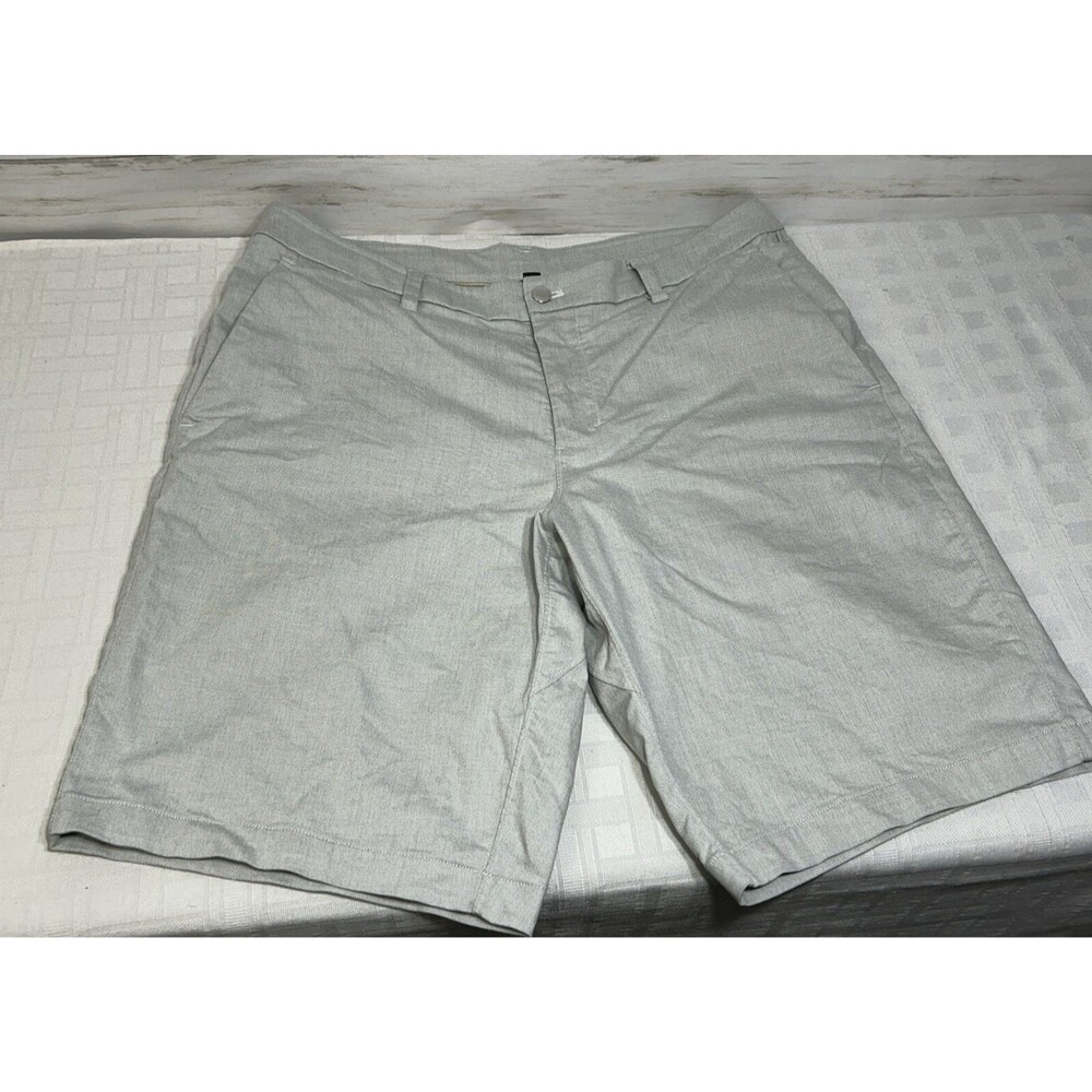 Lululemon Commission Shorts Mens 36 Light Gray Qwick Oxford Chino Golf M7AKAS